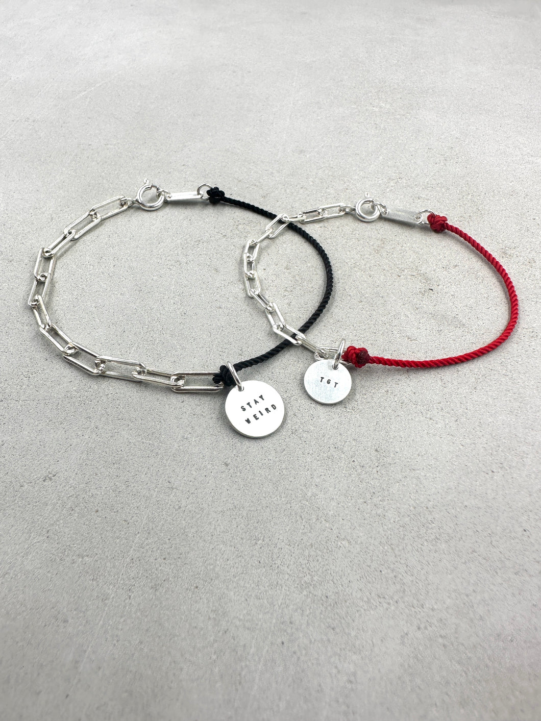 Classic Half Silver String Disc Charm Bracelet