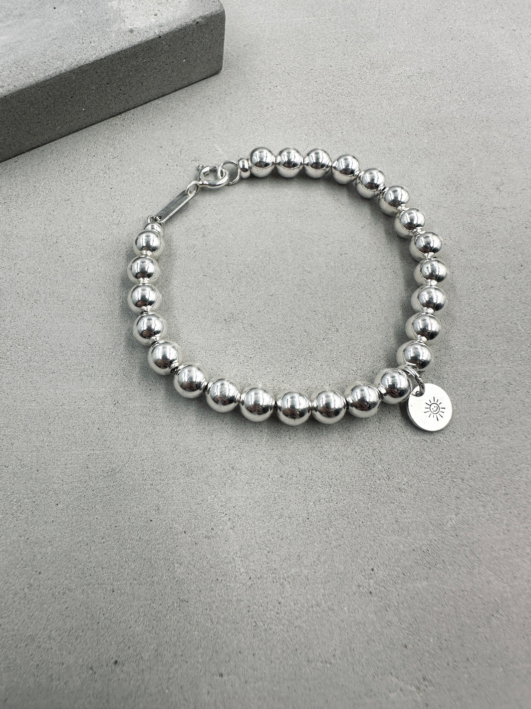 Classic Disc Charm 6mm Bead Bracelet