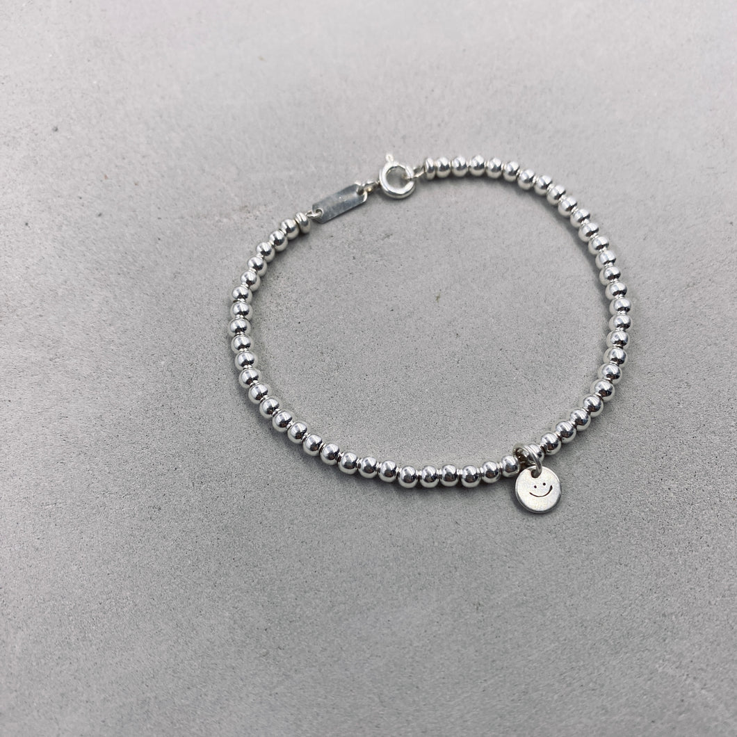 Classic Disc Charm 3mm Bead Bracelet